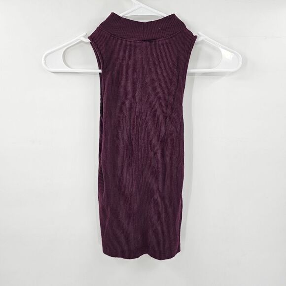 Cape juby tank top high neck xs small maroon dark red ribbed - Picture 2 of 3